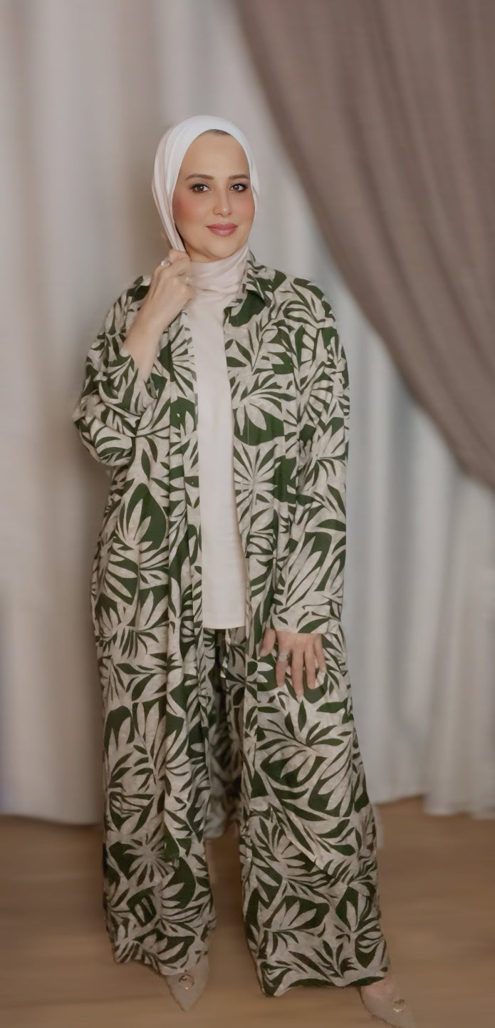 Printed Cotton set Long Shirt with Relaxed Fit
