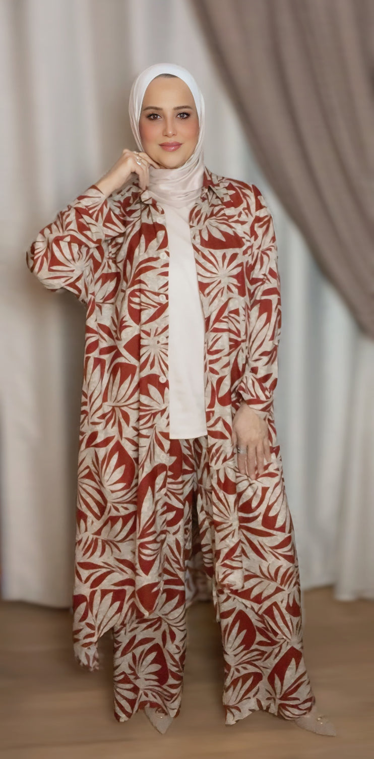 Printed Cotton set Long Shirt with Relaxed Fit