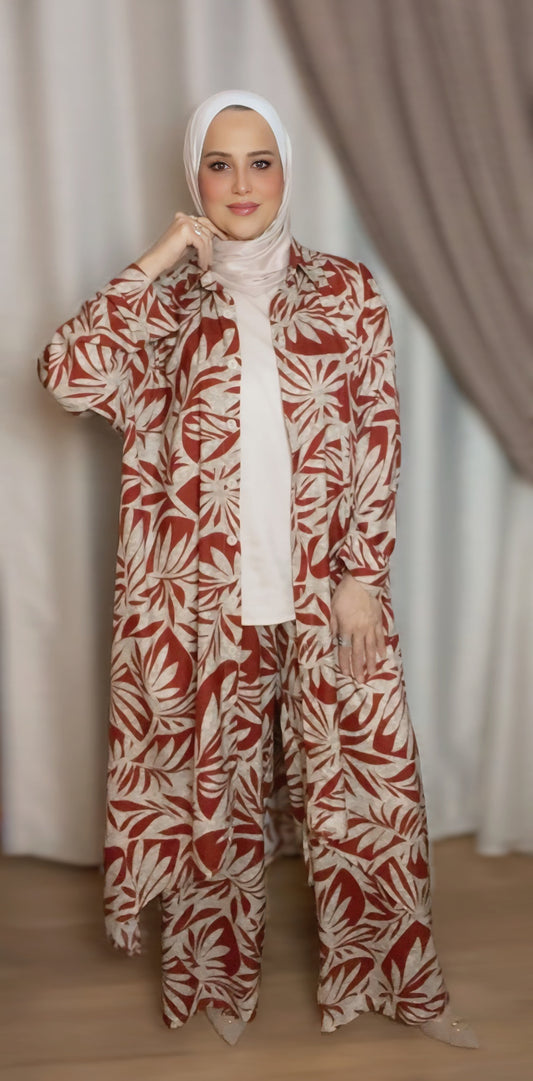 Printed Cotton set Long Shirt with Relaxed Fit