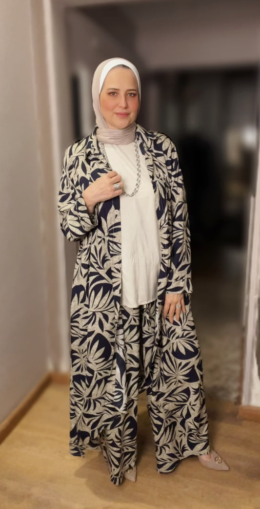 Printed Cotton set Long Shirt with Relaxed Fit