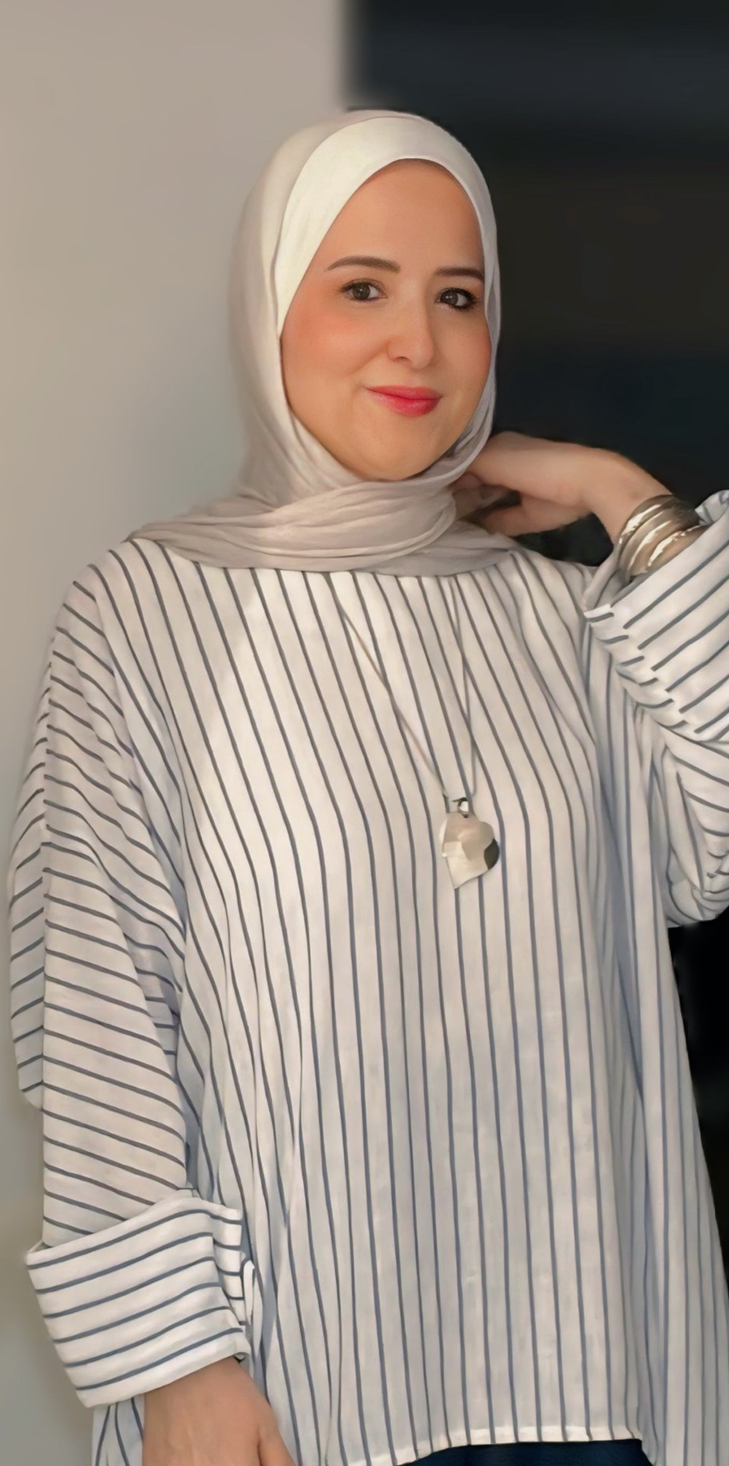 Elegant Striped Modest Look