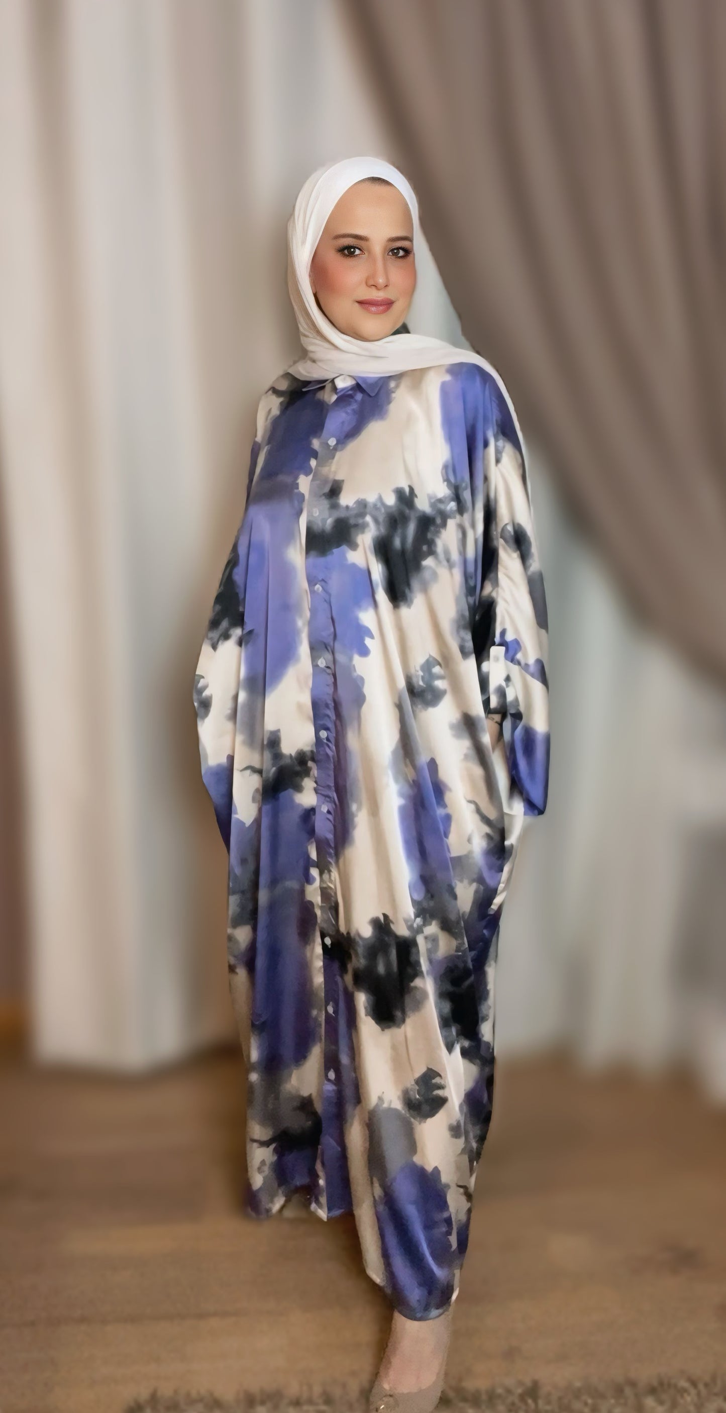 Elegant Tie-Dye Long Shirt – Flowing Silky Finish