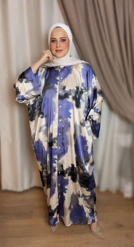 Elegant Tie-Dye Long Shirt – Flowing Silky Finish