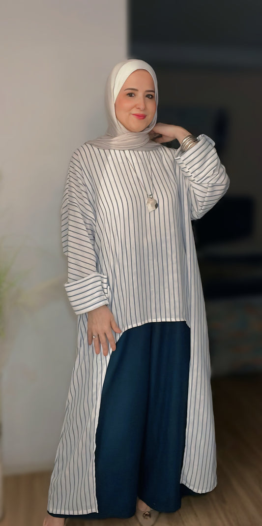Elegant Striped Modest Look